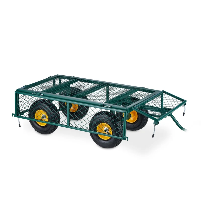 Chariot de transport extérieurs pliable capable de charge élevée 100 x 50 x 80 cm en acier vert 13_0012734