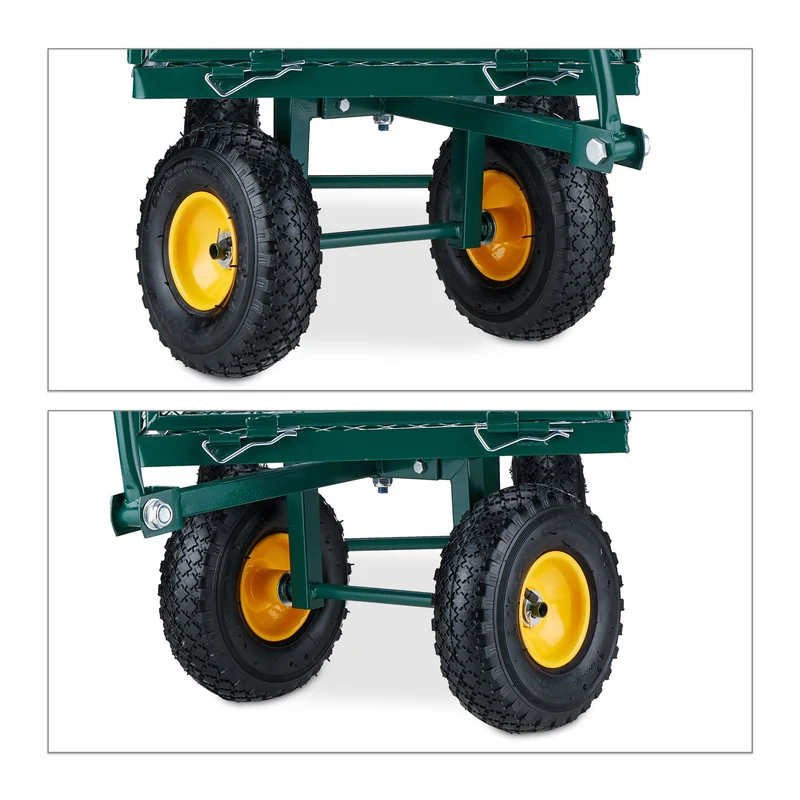 Chariot de transport extérieurs pliable capable de charge élevée 100 x 50 x 80 cm en acier vert 13_0012734