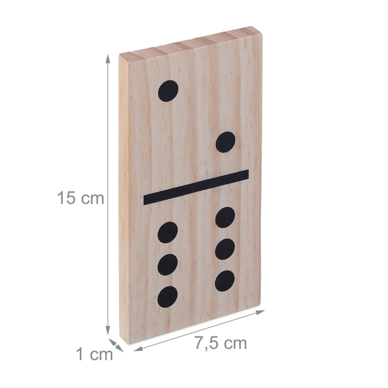 Lot de 28 dominos géants en bois pour jardin extérieur divertissement familial 30 x 15 x 5 cm en bois naturel 13_0011877