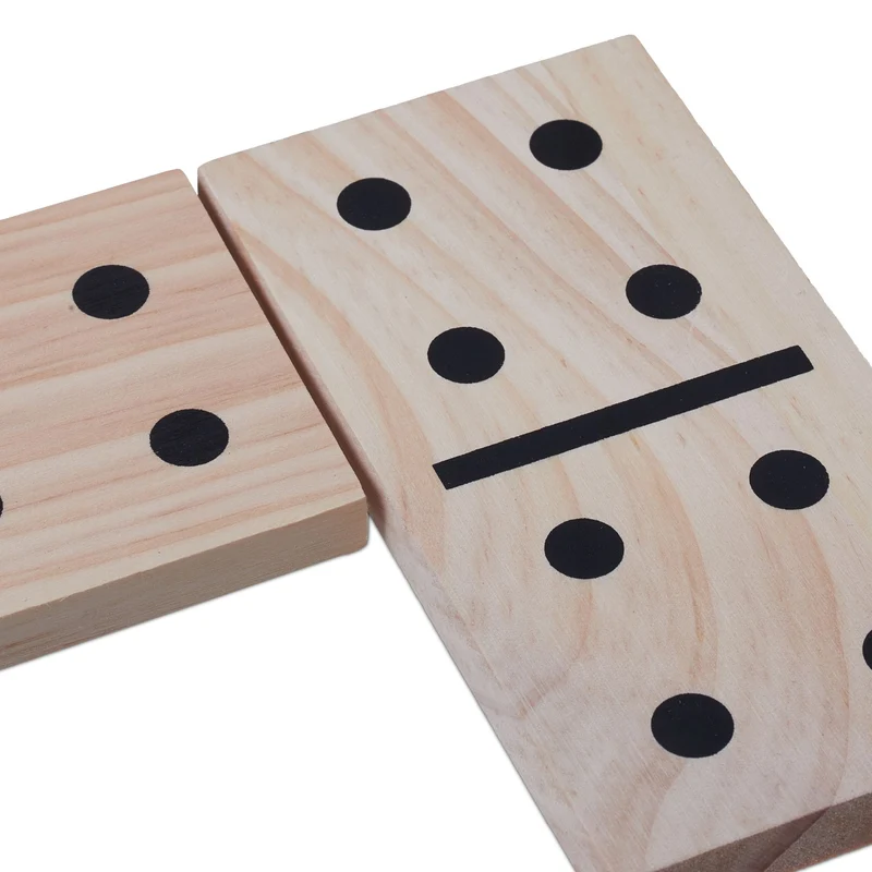 Lot de 28 dominos géants en bois pour jardin extérieur divertissement familial 30 x 15 x 5 cm en bois naturel 13_0011877