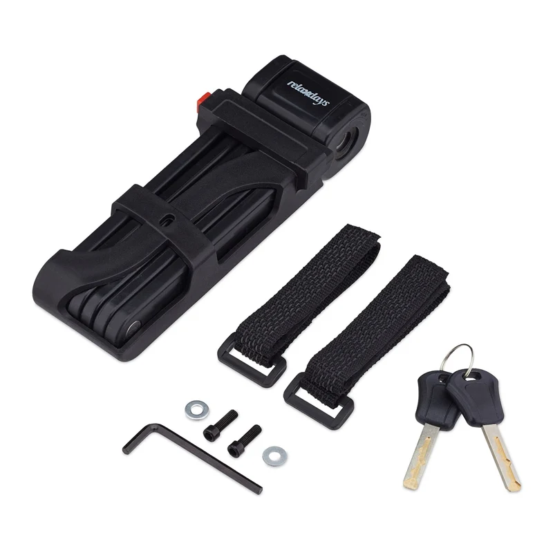 Antivol articulé pour vélo de course sécurisé 6 maillons en acier robuste avec support de transport en noir 13_0011773