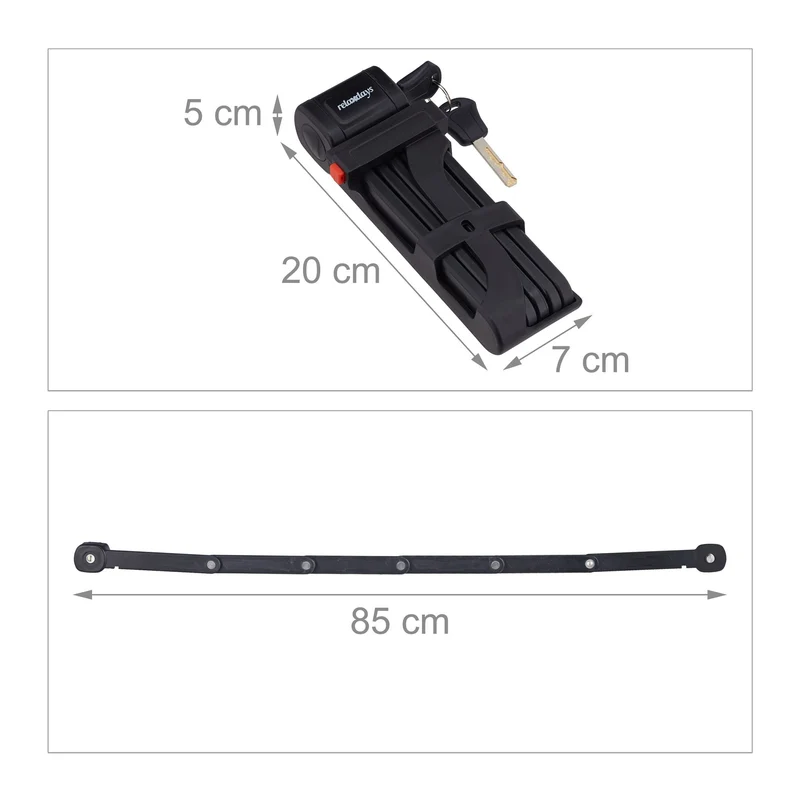 Antivol articulé pour vélo de course sécurisé 6 maillons en acier robuste avec support de transport en noir 13_0011773