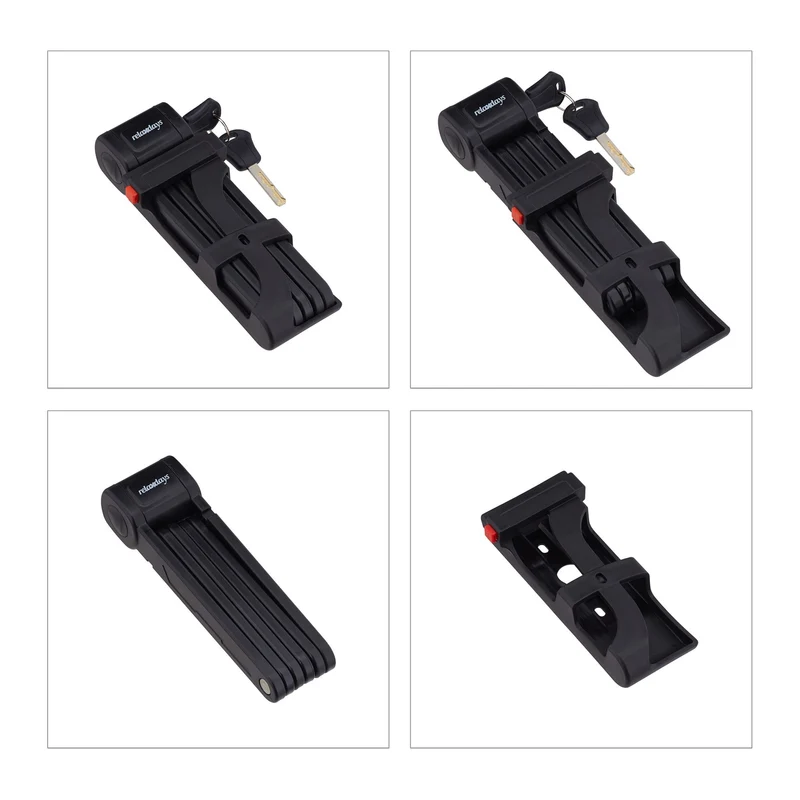 Antivol articulé pour vélo de course sécurisé 6 maillons en acier robuste avec support de transport en noir 13_0011773