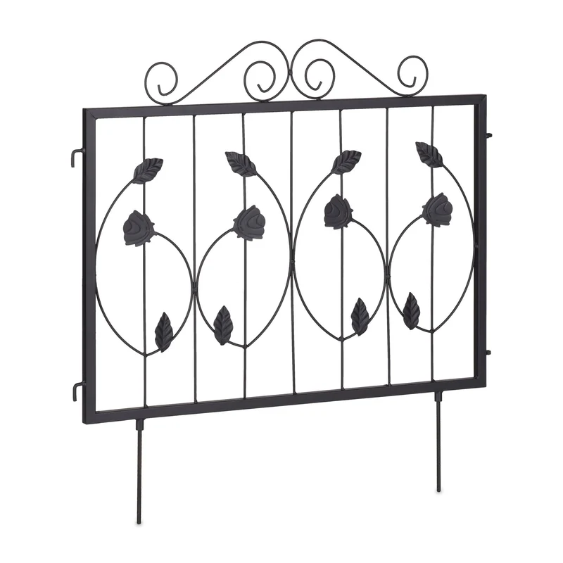 Lot de 4 bordures de jardin décoratives en métal noir 120 x 30 cm délimitation claire style sobre 13_0012508