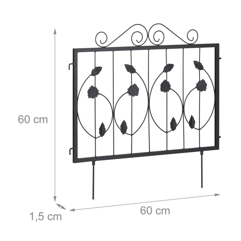 Lot de 4 bordures de jardin décoratives en métal noir 120 x 30 cm délimitation claire style sobre 13_0012508