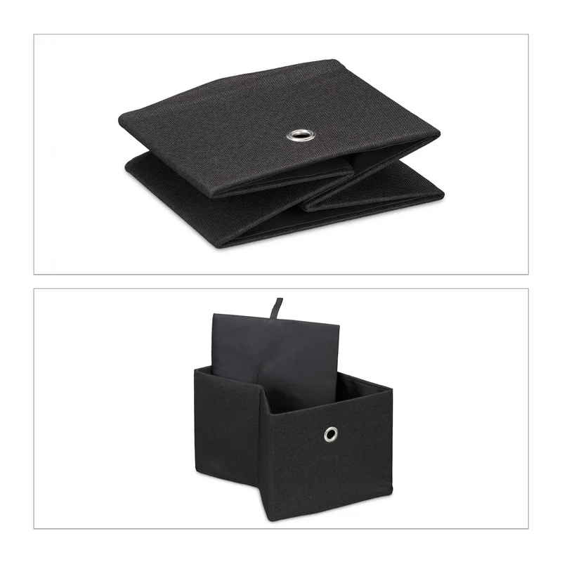 Lot de 2 boîtes de rangement décoratives en tissu pliables 16 x 20,5 x 25 cm en lin gris 13_0013756