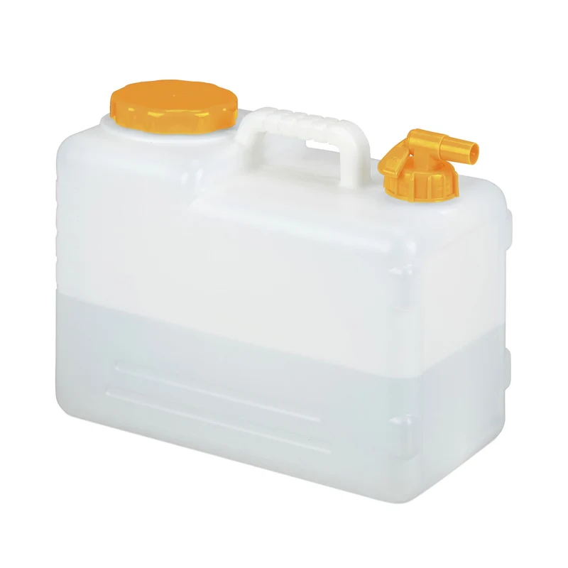 Bidon d'eau douce portable camping 38 x 22 x 39 cm avec robinet rotatif pratique en plastique blanc 13_0010601