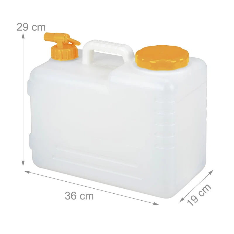 Bidon d'eau douce portable camping 38 x 22 x 39 cm avec robinet rotatif pratique en plastique blanc 13_0010601