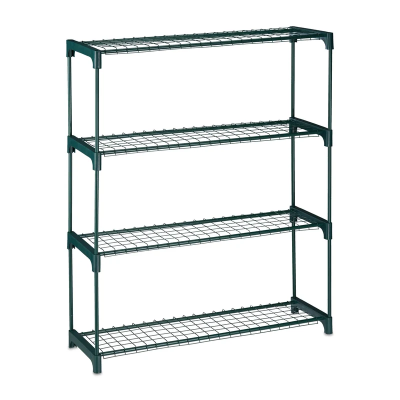 Étagère à plantes 4 niveaux extensible intérieure salon chambre véranda style épuré en métal noir 13_0010825