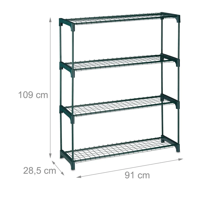 Étagère à plantes 4 niveaux extensible intérieure salon chambre véranda style épuré en métal noir 13_0010825