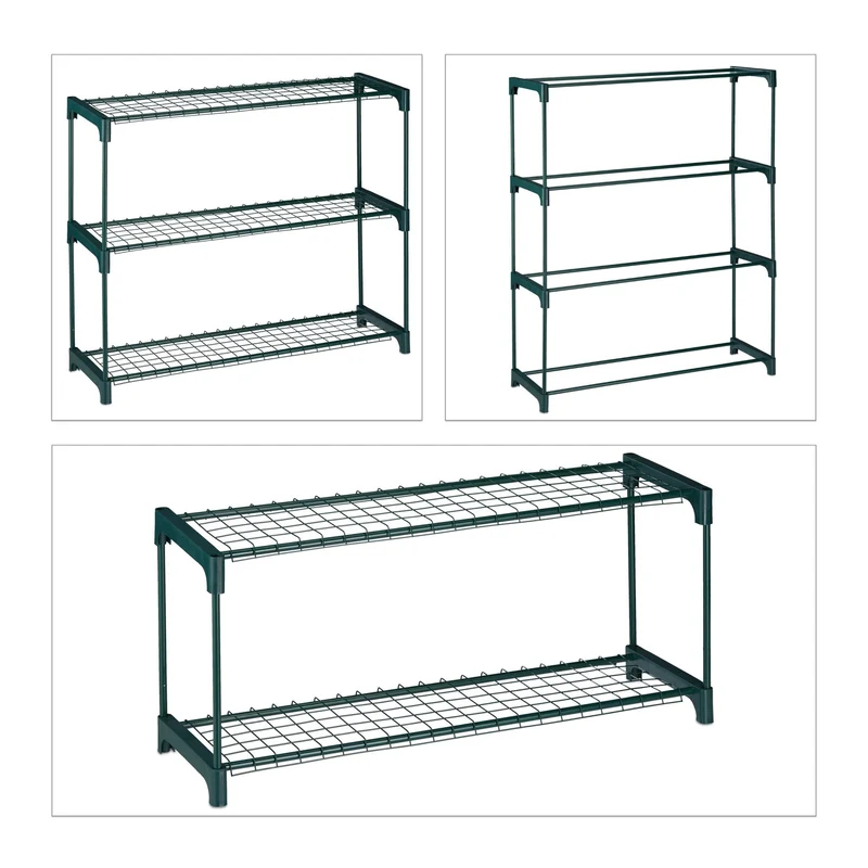 Étagère à plantes 4 niveaux extensible intérieure salon chambre véranda style épuré en métal noir 13_0010825