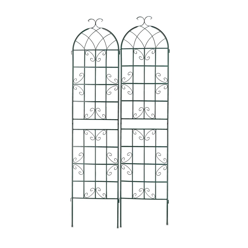 Lot de 2 tuteurs à tomates design vintage jardin 90 x 30 x 150 cm en métal vert 13_0012031