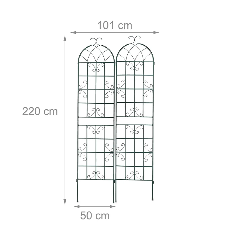 Lot de 2 tuteurs à tomates design vintage jardin 90 x 30 x 150 cm en métal vert 13_0012031