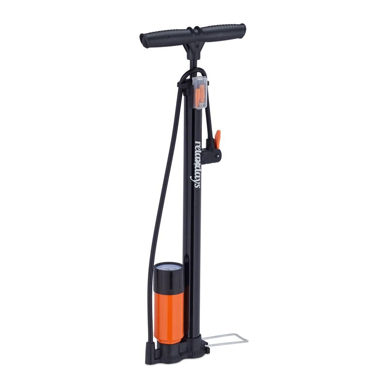 Pompe à vélo avec manomètre adaptable 3 adaptateurs 25 x 20 x 30 cm en métal noir 13_0011767