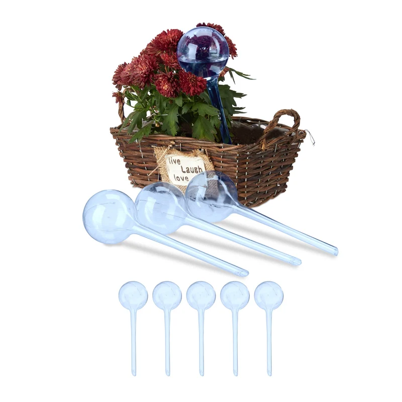 Lot de 9 bulles d'arrosage pratiques pour plantes 8 x 28 cm arrosage dosé bureau en PVC transparent 13_0013282