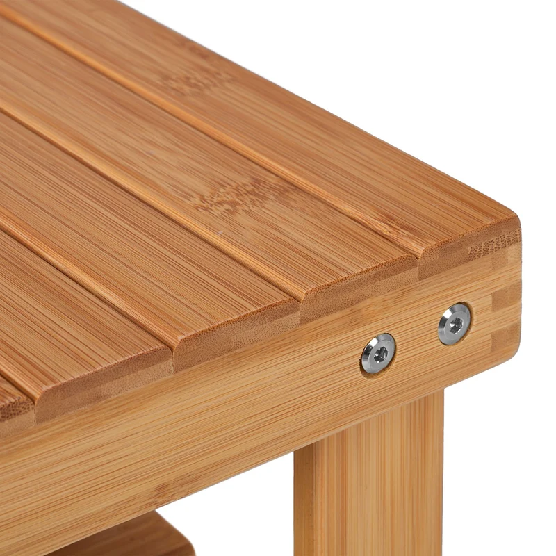 Tabouret de salle de bain polyvalent avec rangement 45 x 30 x 30 cm en bambou naturel 13_0013857
