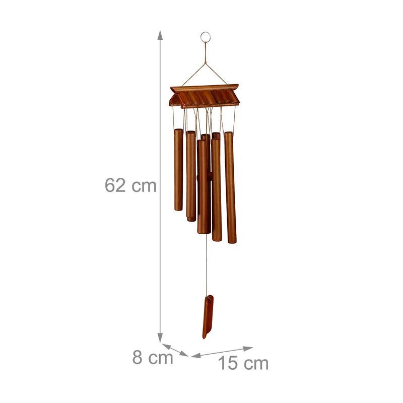 Carillon à vent décoratif extérieur jardin 90 x 20 x 20 cm vertus apaisantes design asiatique en bambou naturel 13_0011890