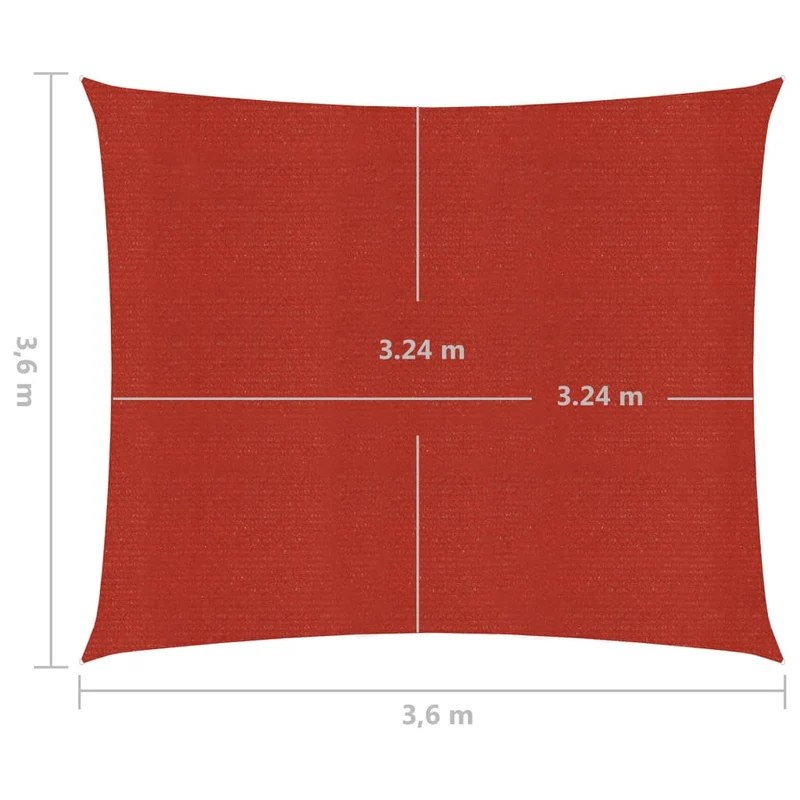 Voile toile d'ombrage parasol 160 g/m² PEHD 3,6 x 3,6 m rouge 02_0009262