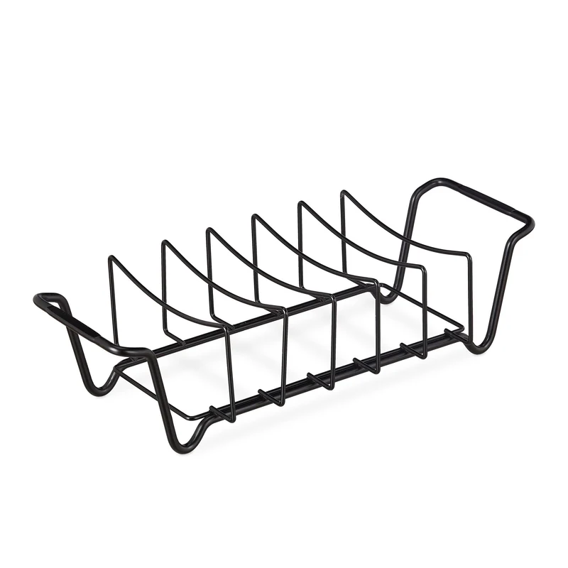 Support de côtes à barbecue 30 x 20 x 10 cm cuisson uniforme transport pratique en acier inoxydable argenté 13_0011943