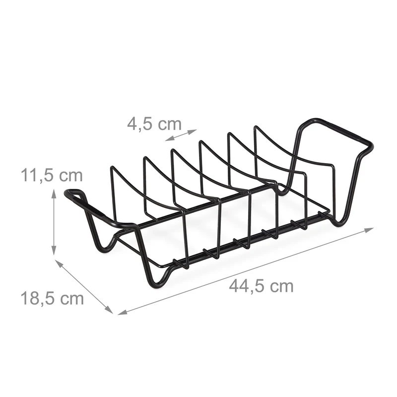 Support de côtes à barbecue 30 x 20 x 10 cm cuisson uniforme transport pratique en acier inoxydable argenté 13_0011943