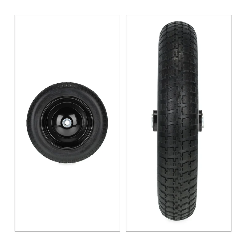 Roue de brouette increvable 3.00-8 confort de conduite optimale maniabilité renforcée en caoutchouc noir 13_0012280