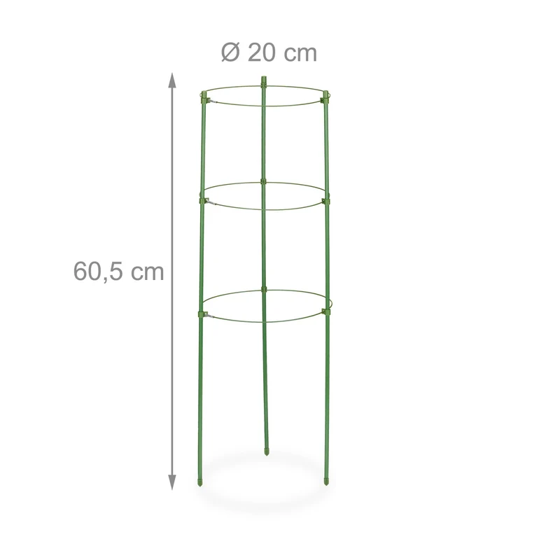 Lot de 4 tuteurs à tomates jardin 60 cm support polyvalent pour plantes grimpantes en métal vert 13_0011326