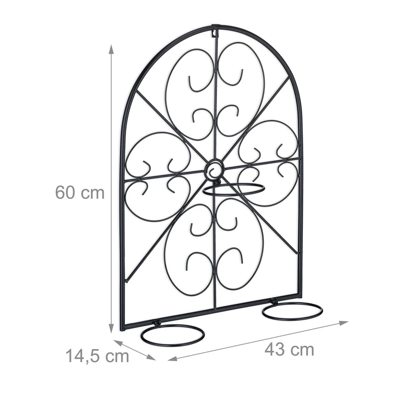 Porte-plantes mural décoratif pour 3 pots forme de fenêtre 60 x 30 x 10 cm en métal noir 13_0012478
