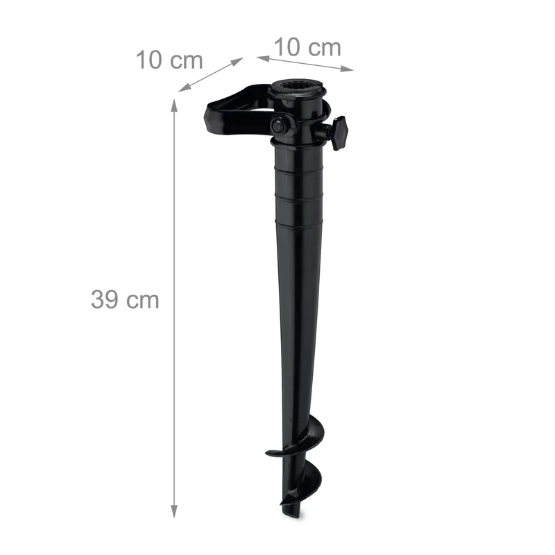 Pied de parasol à visser léger solide jardin terrasse camping plage 25 x 25 x 20 cm en plastique noir 13_0012000