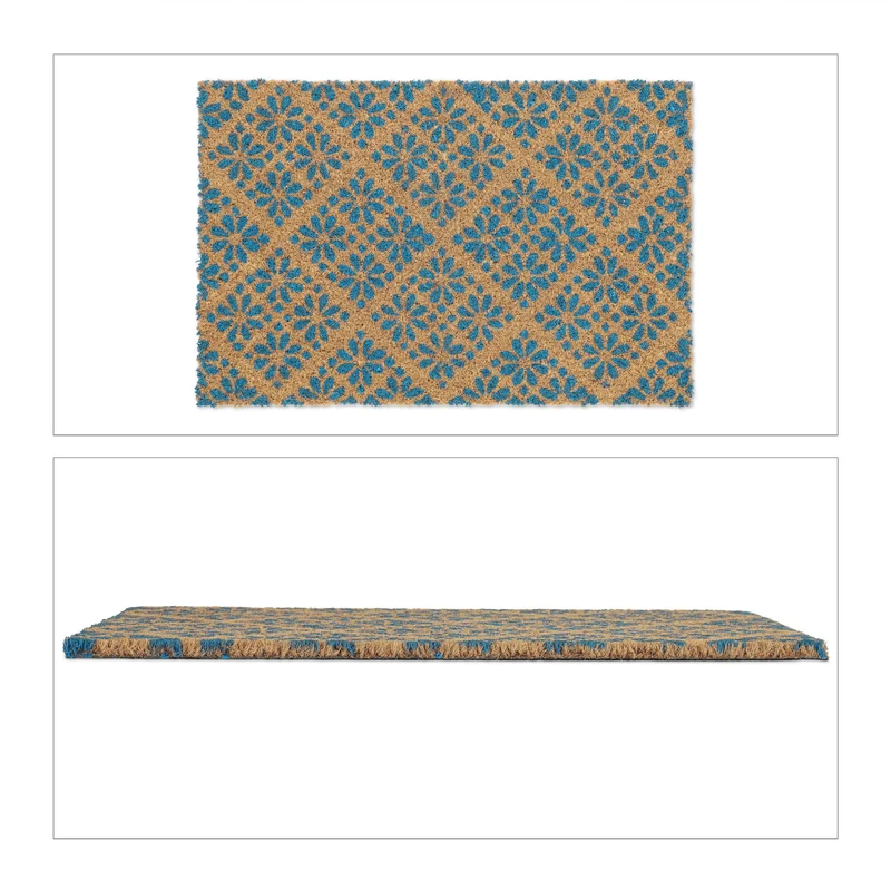Paillasson décoratif antidérapant intérieur extérieur 60 x 40 cm en coco marron 13_0011387