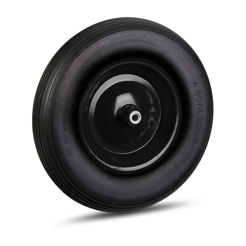 Roue de brouette increvable 39 x 9 cm capacité 100 kg transport confortable en caoutchouc noir 13_0009145