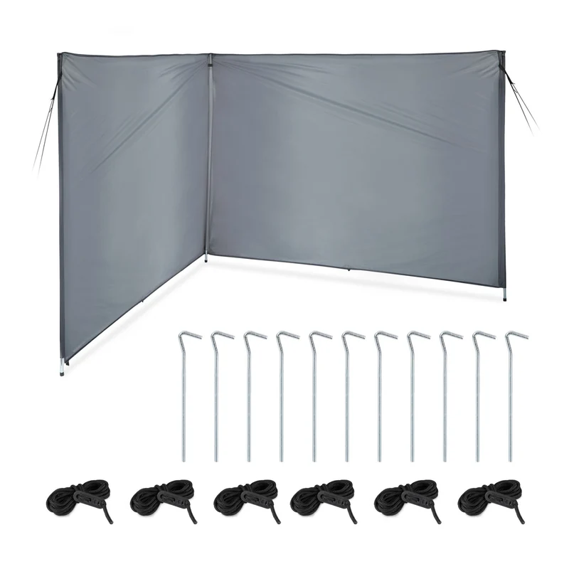 Brise-vue et auvent pliable idéal plage camping 400 x 160 cm stable et hydrofuge en polyester beige 13_0010823