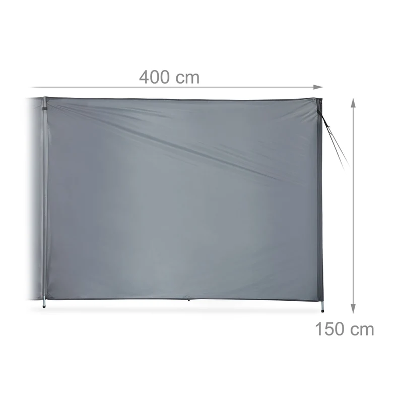 Brise-vue et auvent pliable idéal plage camping 400 x 160 cm stable et hydrofuge en polyester beige 13_0010823