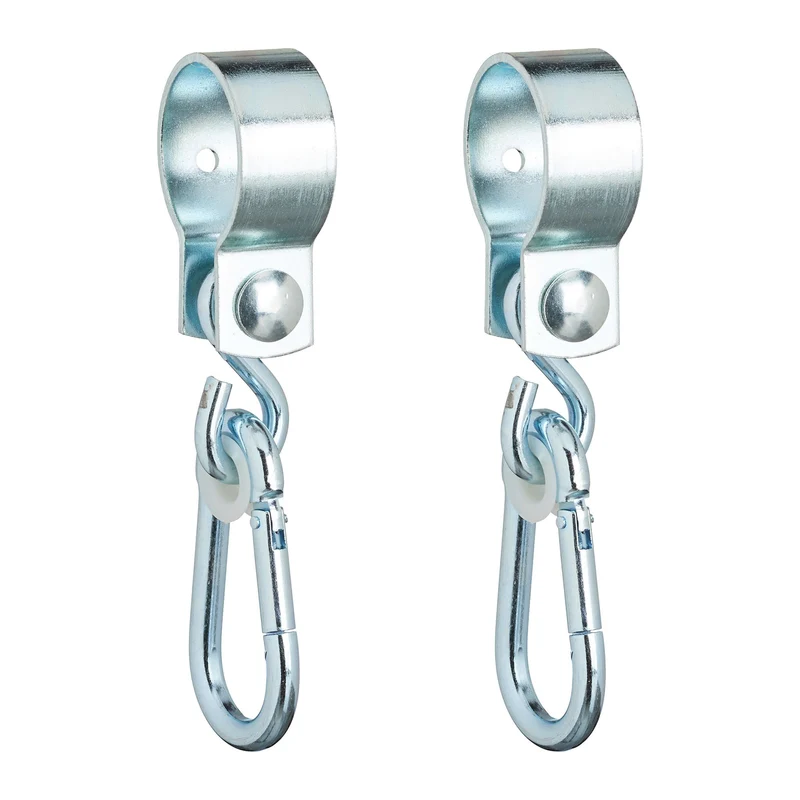 Lot de 2 crochets de balançoire inoxydable fixation rapide utilisation extérieure 50 mm en fer argenté 13_0015023