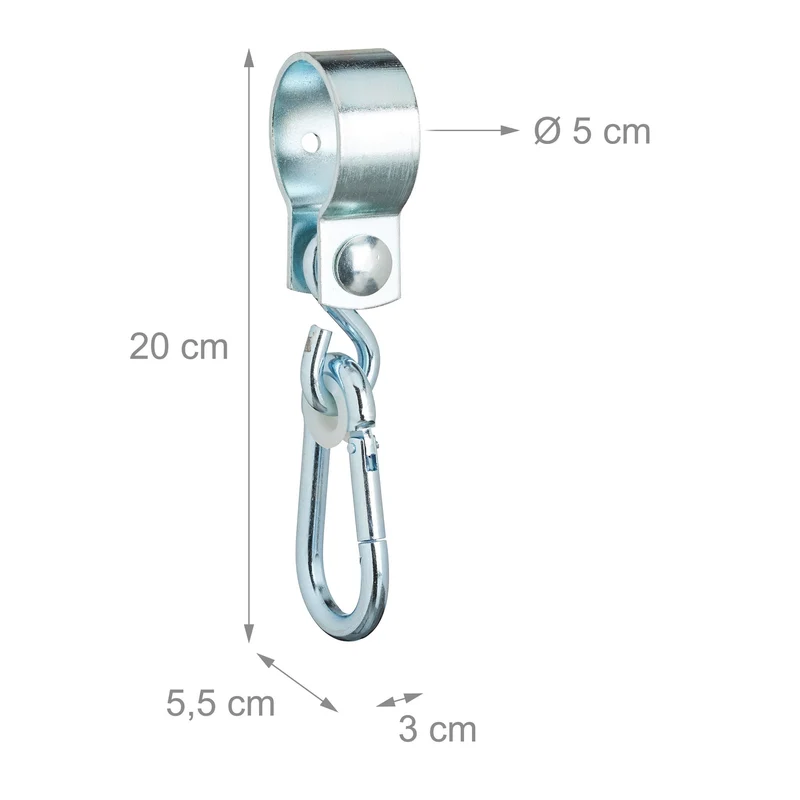 Lot de 2 crochets de balançoire inoxydable fixation rapide utilisation extérieure 50 mm en fer argenté 13_0015023