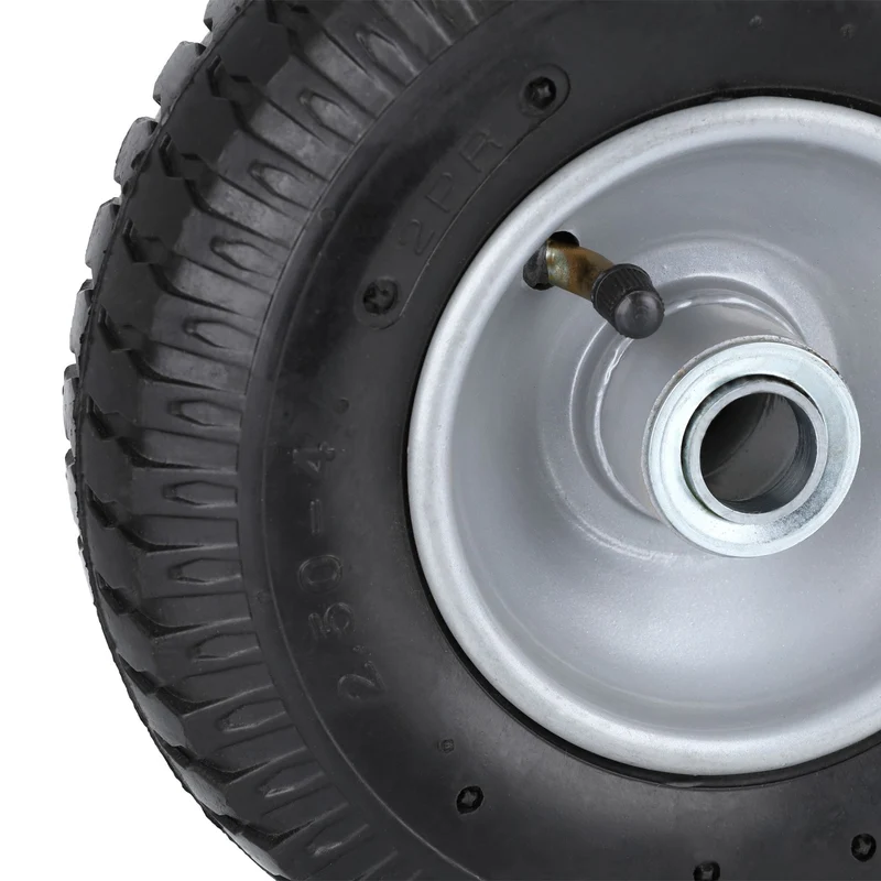 Lot de 2 roues de brouette pneumatiques 2.50-4 surface profilée confort de conduite en acier argenté 13_0012286