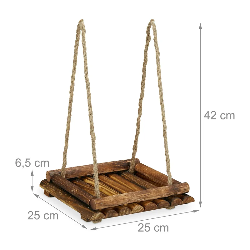 Mangeoire à oiseaux design décoratif suspendue ou posée jardin 30 x 25 x 25 cm en bois de sapin marron 13_0010720
