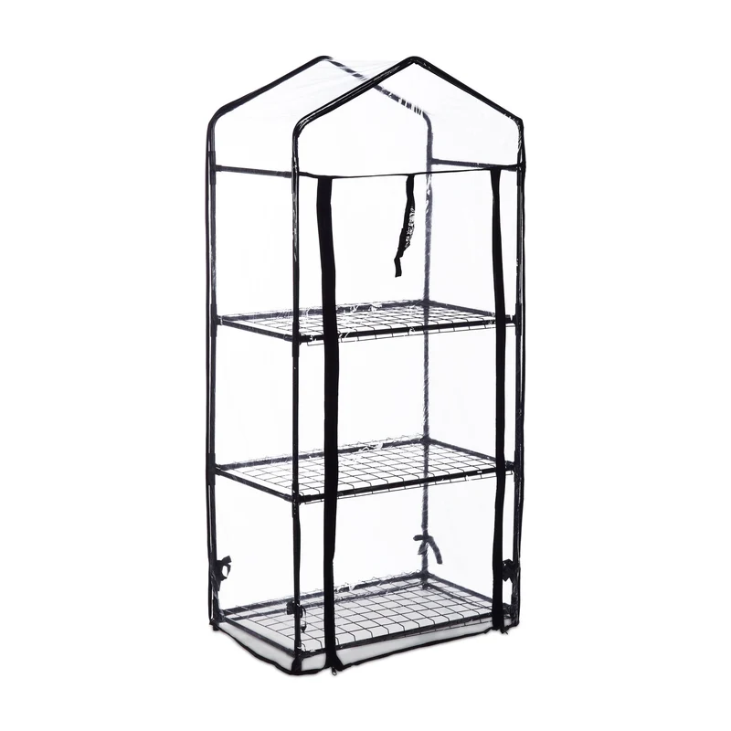 Serre de balcon 3 niveaux compacte idéale pour plantes et légumes en PVC translucide 13_0011955