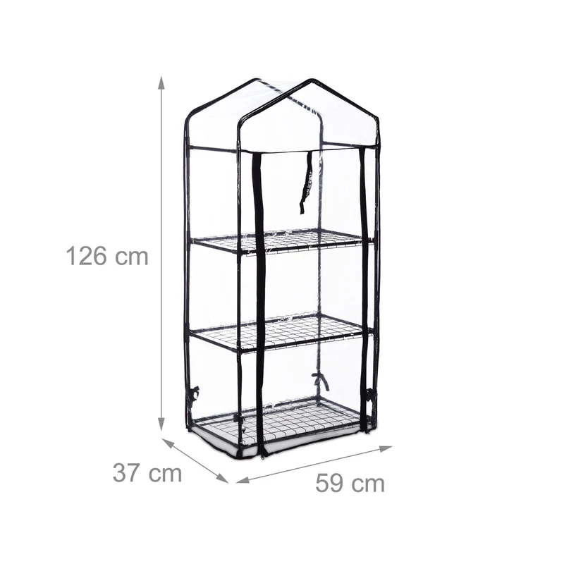 Serre de balcon 3 niveaux compacte idéale pour plantes et légumes en PVC translucide 13_0011955