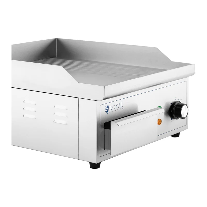 Plancha électrique professionnelle plaque de cuisson 2 000 watts grill (360 x 380 mm, plaque lisse et rainurée en fer) 14_0004063