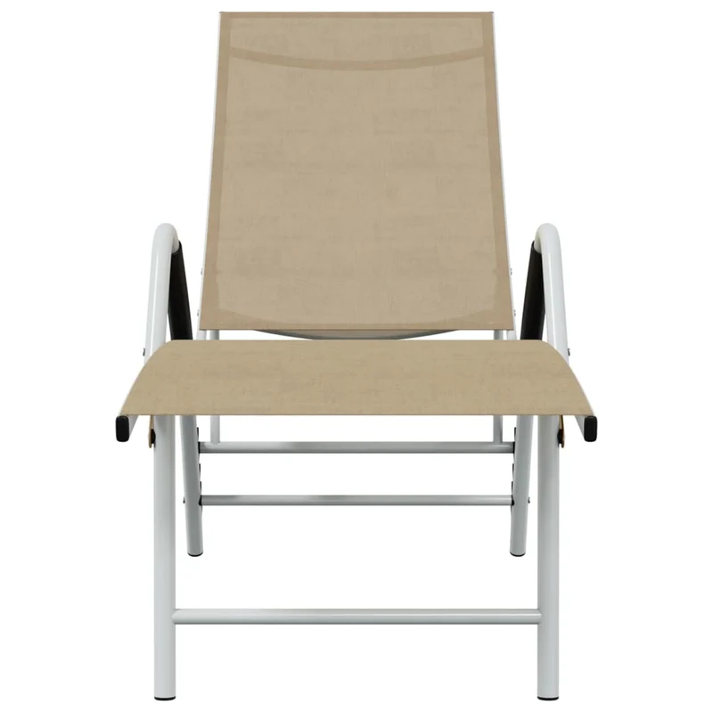 Transat chaise longue bain de soleil lit de jardin terrasse meuble d'extérieur textilène et aluminium crème 02_0012930