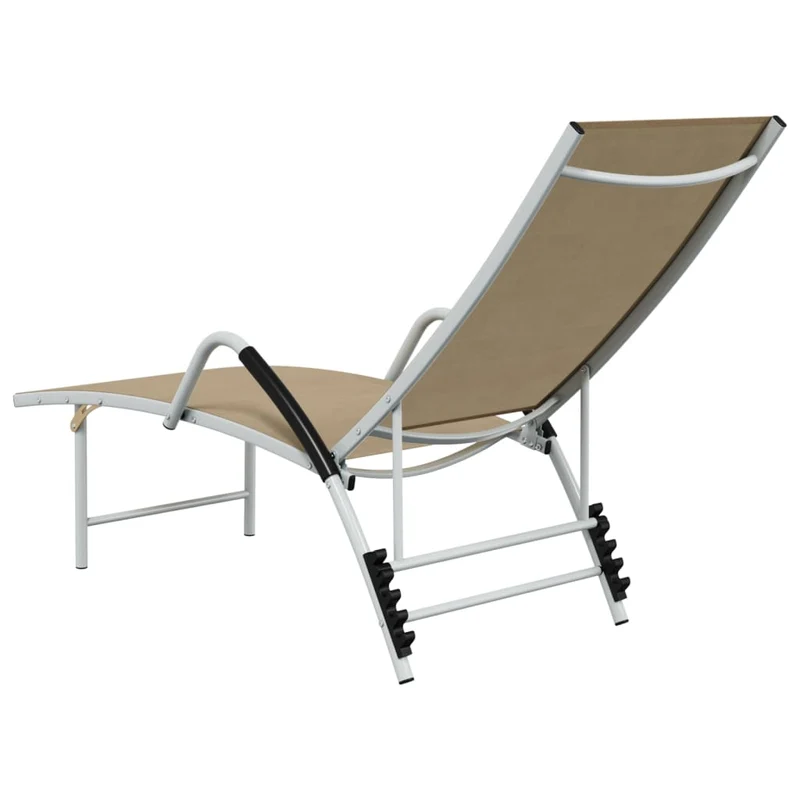 Transat chaise longue bain de soleil lit de jardin terrasse meuble d'extérieur textilène et aluminium crème 02_0012930