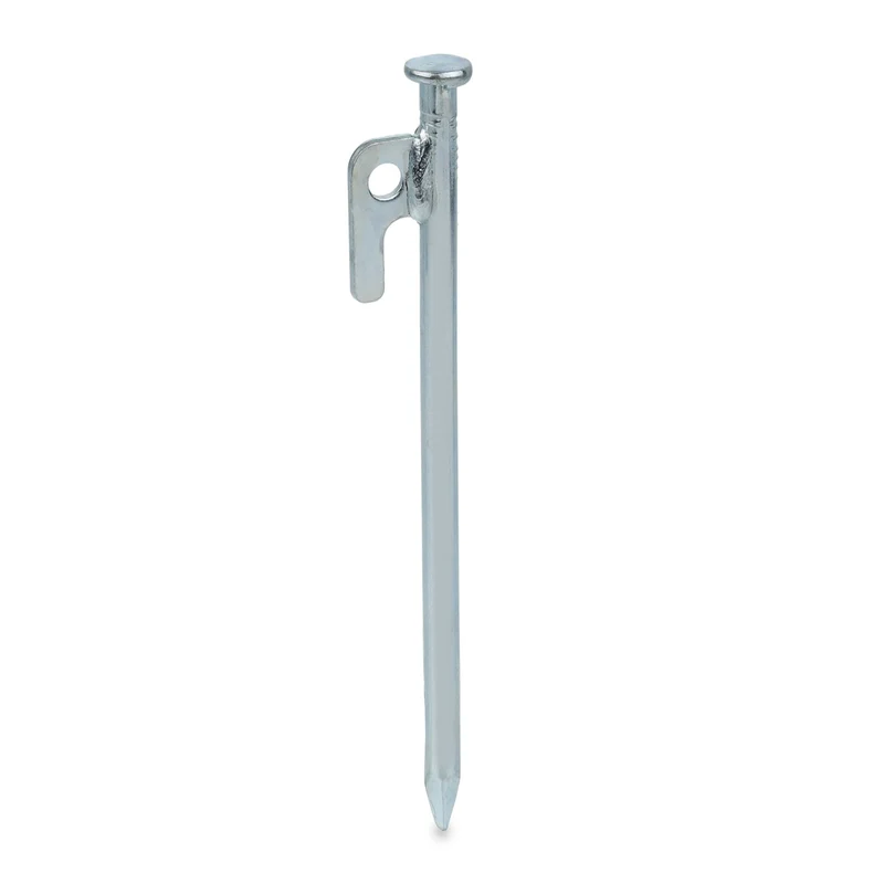 Lot de 12 piquets de tente acier robustes installation facile 20 cm pour sols durs extérieur en acier inoxydable argenté 13_0010517
