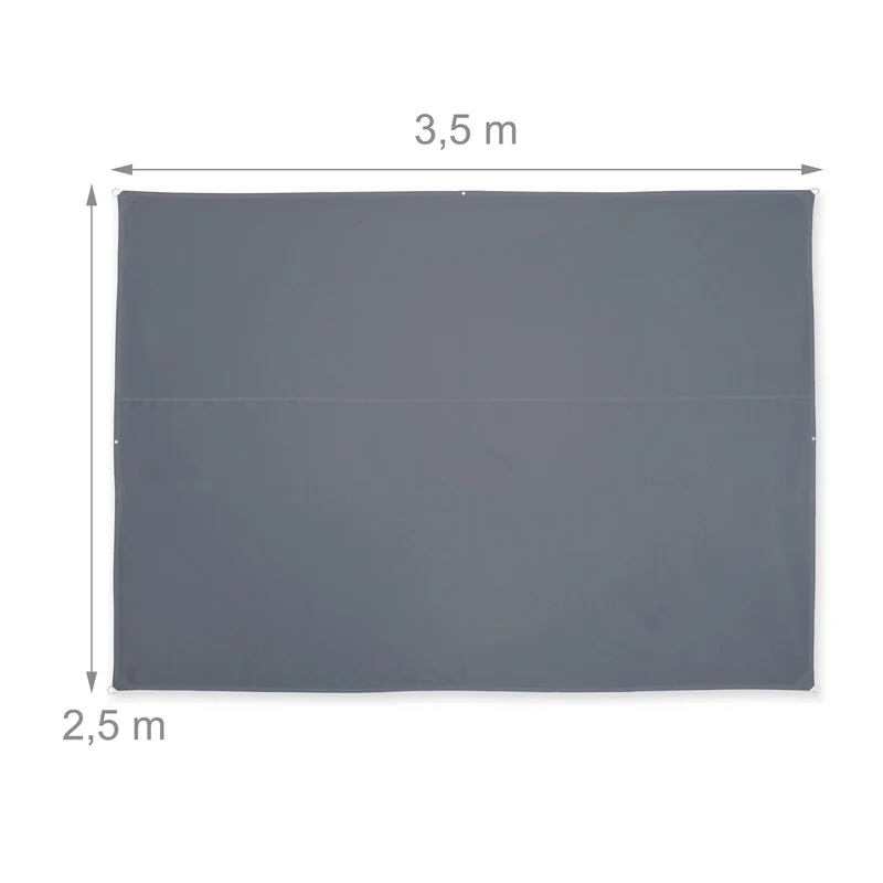 Voile d'ombrage rectangulaire 250 x 350 cm protection UV durable style extérieur en polyester gris 13_0010494