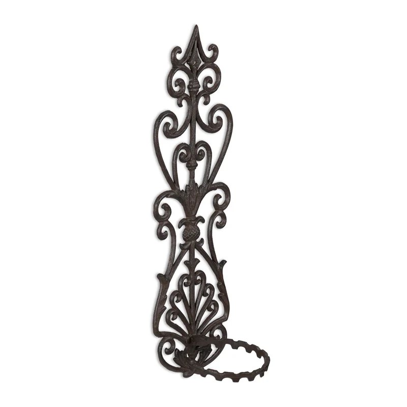 Support de fleurs mural antique style décoratif extérieur 30 x 20 x 20 cm en fonte noir 13_0011667