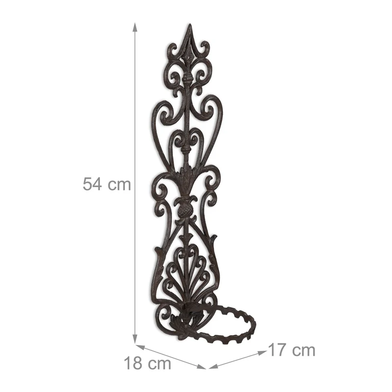 Support de fleurs mural antique style décoratif extérieur 30 x 20 x 20 cm en fonte noir 13_0011667