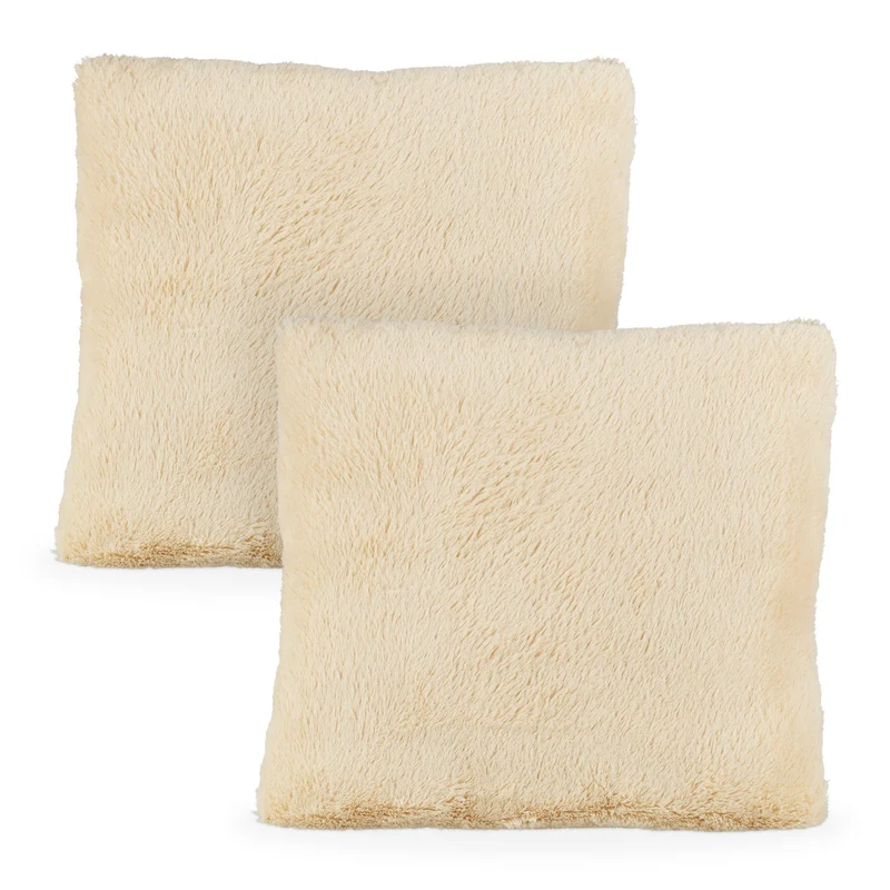 Lot de 2 coussins décoratifs agréable et moelleux salon chambre 35 x 40 x 12 cm en polyester beige 13_0009181