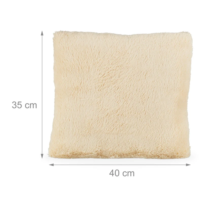 Lot de 2 coussins décoratifs agréable et moelleux salon chambre 35 x 40 x 12 cm en polyester beige 13_0009181