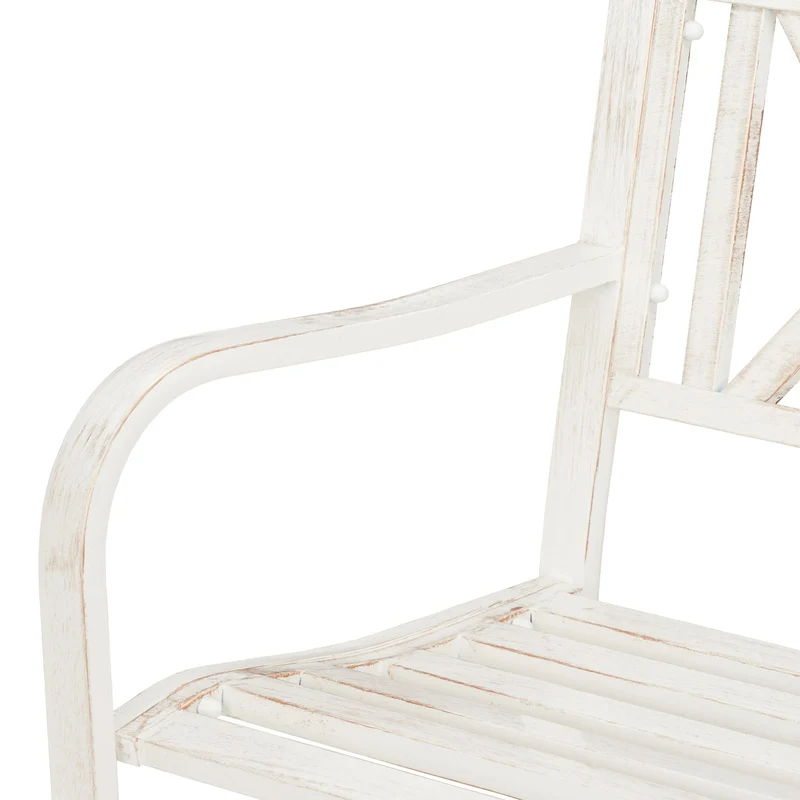 Banc de jardin robuste design rustique 127 x 63 x 80,5 cm confortable deux places en acier blanc 13_0010514