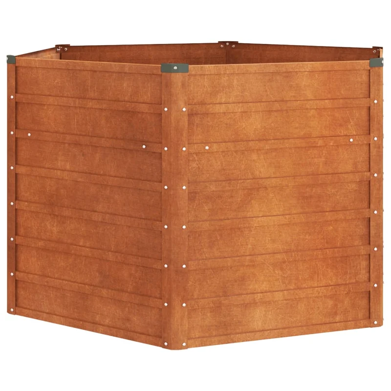 Jardinière bac lit surélevé plantes fleurs terrasse jardin de jardin rouillé 129 x 129 x 77 cm acier corten marron 02_0039861