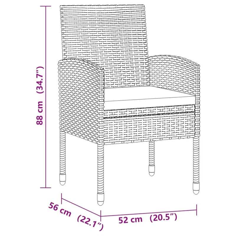 Mobilier à dîner d'extérieur 5 pièces résine tressée gris 02_0014665